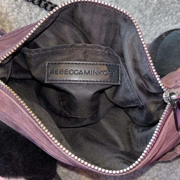 Rebecca Minkoff Purple Suede Leather Black Chain Strap Crossbody Purse Handbag - Picture 3 of 3